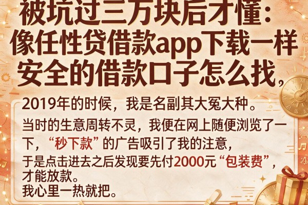 被坑过三万块后才懂：像任性贷借款app下载一样安全的借款口子怎么找