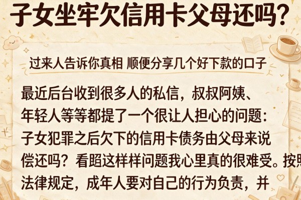 子女坐牢欠信用卡父母还吗？过来人告诉你真相顺便分享几个好下款的口子