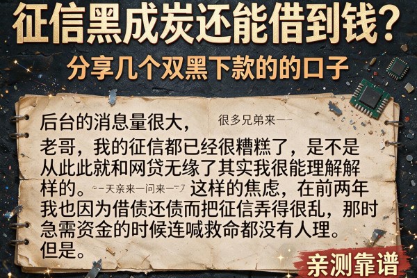 征信黑成炭还能借到钱？分享几个双黑下款的的口子，亲测靠谱