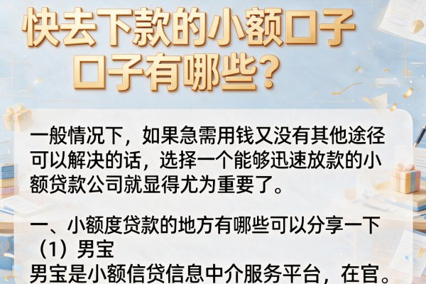 快去下款的小额口子有哪些？整理几个还能下款的渠道