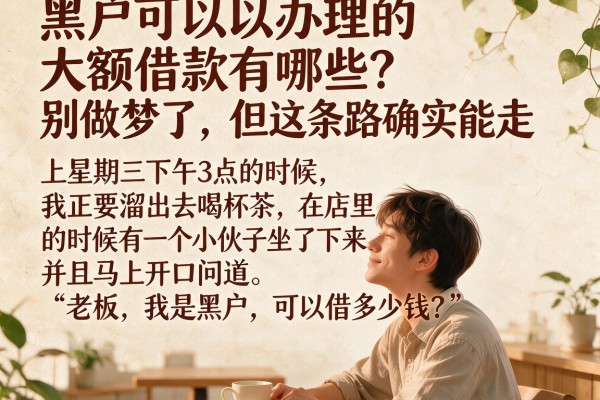 黑户可以办理的大额借款有哪些？别做梦了，但这条路确实能走