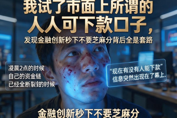 我试了市面上所谓的“人人可下款口子”，发现金融创新秒下不要芝麻分背后全是套路