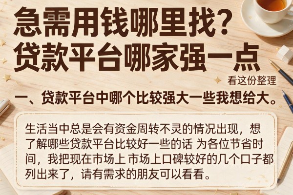 急需用钱哪里找？贷款平台哪家强一点看这份整理