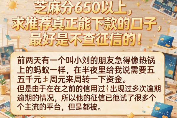 芝麻分650以上，求推荐真正能下款的口子，最好是不查征信的！
