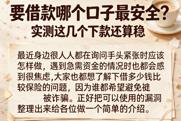 要借款哪个口子最安全？实测这几个下款还算稳