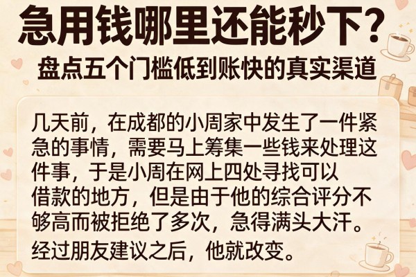 急用钱哪里还能秒下？盘点五个门槛低到账快的真实渠道