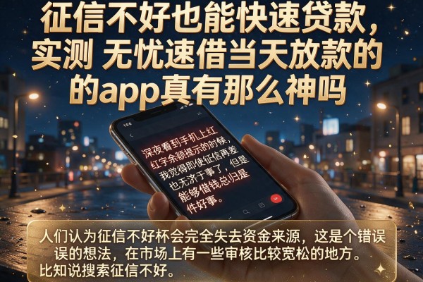 征信不好也能快速贷款，实测无忧速借当天放款的app真有那么神吗