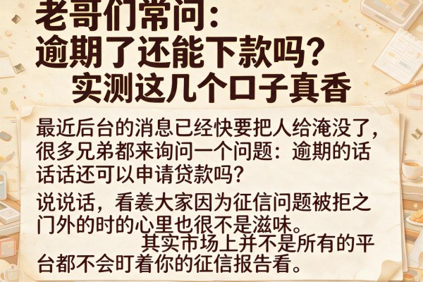 老哥们常问：逾期了还能下款吗？实测这几个口子真香