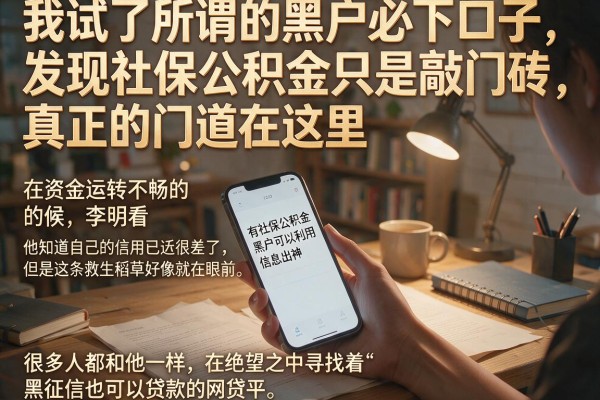 我试了所谓的黑户必下口子，发现社保公积金只是敲门砖，真正的门道在这里