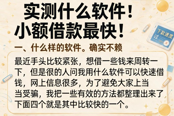 实测什么软件小额借款最快，这几个下款速度确实不赖