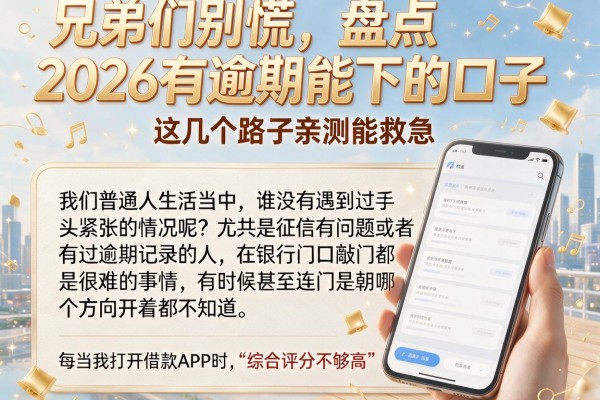 兄弟们别慌，盘点2026有逾期能下的口子，这几个路子亲测能救急