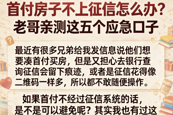 首付房子不上征信怎么办？老哥亲测这五个应急口子
