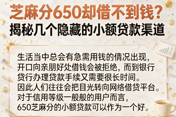 芝麻分650却借不到钱？揭秘几个隐藏的小额贷款渠道
