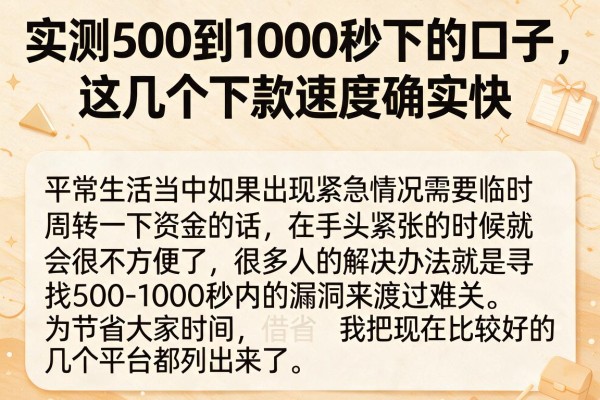 实测500到1000秒下的口子，这几个下款速度确实快