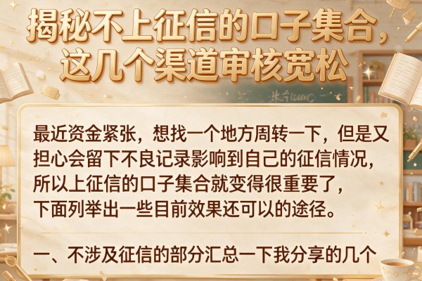 揭秘不上征信的口子集合，这几个渠道审核宽松