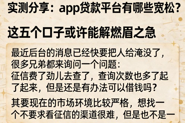 实测分享：app贷款平台有哪些宽松？这五个口子或许能解燃眉之急