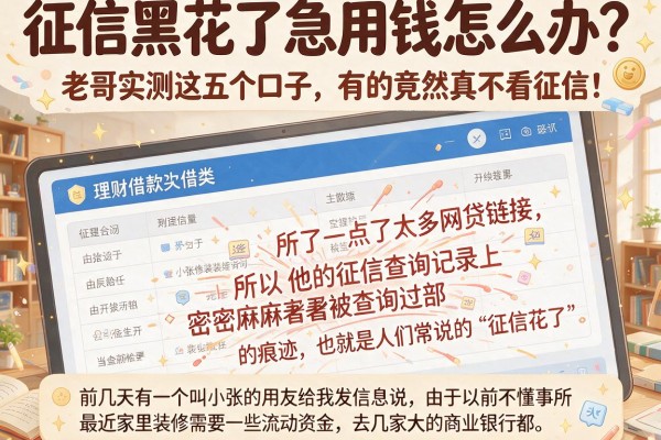征信黑花了急用钱怎么办？老哥实测这五个口子，有的竟然真不看征信！