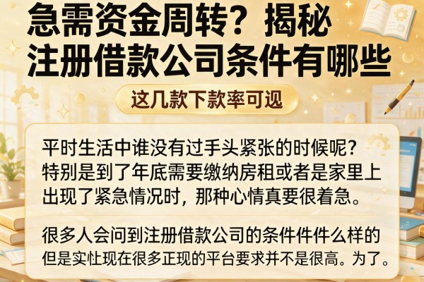 急需资金周转？揭秘注册借款公司条件有哪些，这几款下款率可观