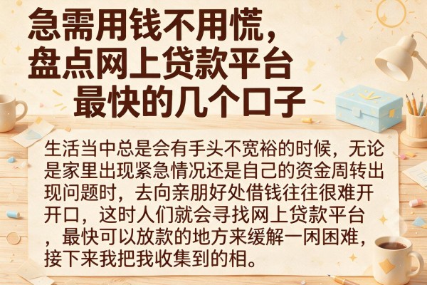 急需用钱不用慌，盘点网上贷款平台最快的几个口子