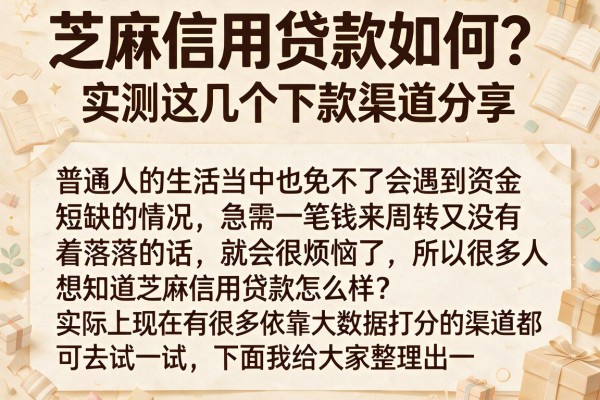 芝麻信用贷款如何？实测这几个下款渠道分享