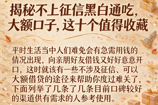 揭秘不上征信黑白通吃大额口子，这十个值得收藏