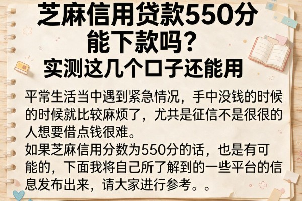 芝麻信用贷款550分能下款吗？实测这几个口子还能用