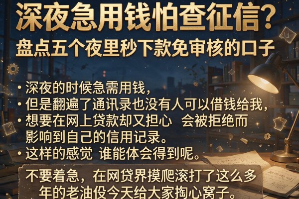 深夜急用钱怕查征信？盘点五个夜里秒下款免审核的口子