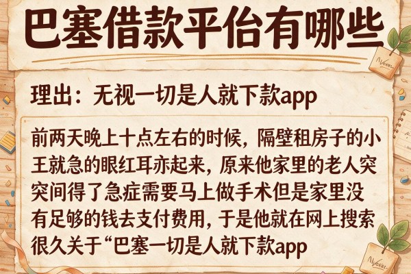 巴塞借款平台有哪些，理出五个无视一切是人就下款app