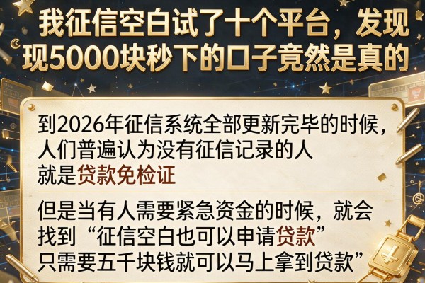 我征信空白试了十个平台，发现5000块秒下的口子竟然是真的
