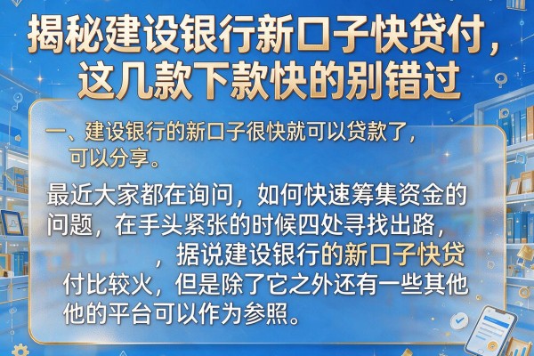 揭秘建设银行新口子快贷付，这几款下款快的别错过