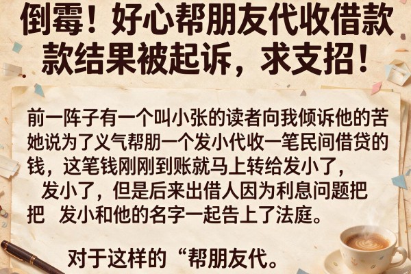 倒霉！好心帮朋友代收借款结果被起诉，求支招！