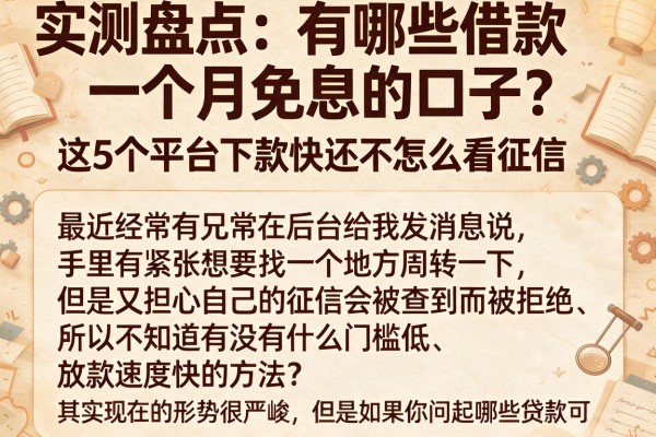 实测盘点：有哪些借款一个月免息的口子？这5个平台下款快还不怎么看征信