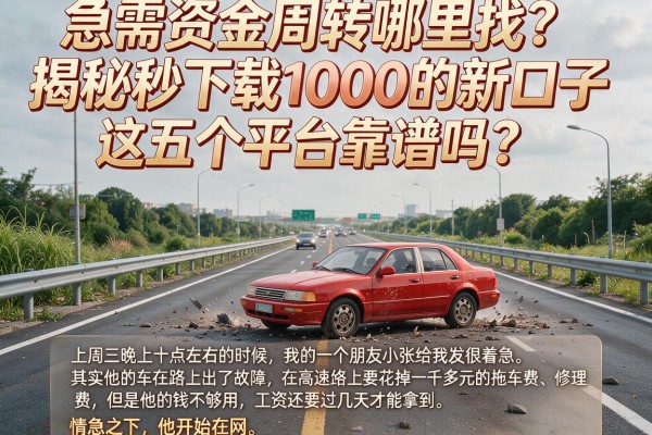 急需资金周转哪里找？揭秘秒下载1000的新口子，这五个平台靠谱吗？