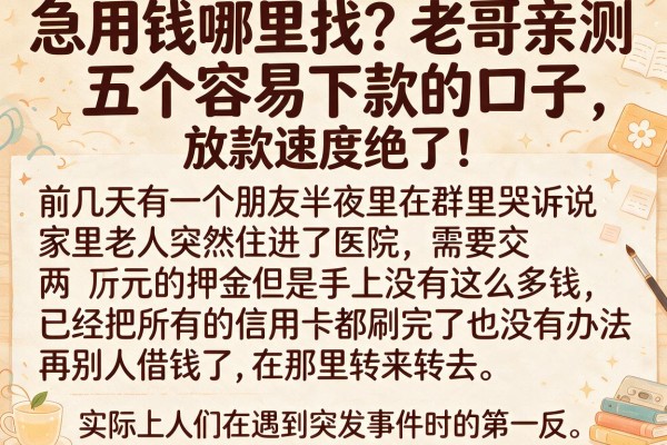 急用钱哪里找？老哥亲测五个容易下款的口子，放款速度绝了！