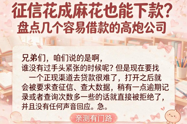 征信花成麻花也能下款？盘点几个容易借款的高炮公司，亲测有门路