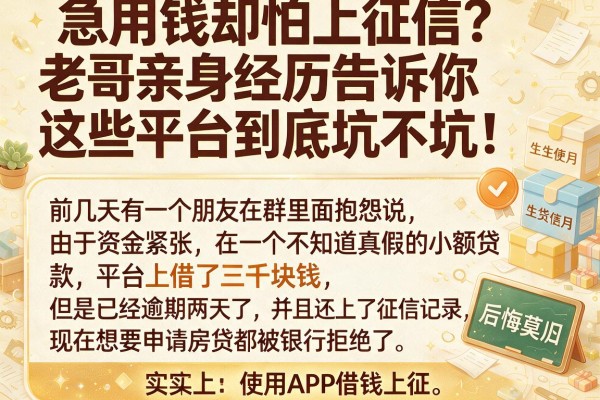 急用钱却怕上征信？老哥亲身经历告诉你这些平台到底坑不坑！