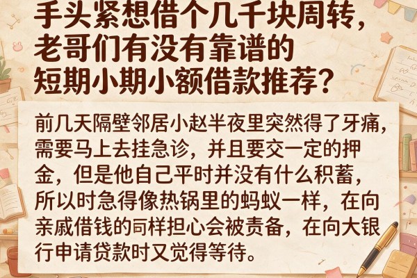 手头紧想借个几千块周转，老哥们有没有靠谱的短期小额借款推荐？