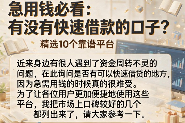 急用钱必看:有没有快速借款的口子?精选10个靠谱平台