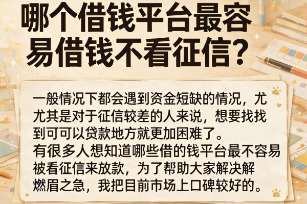 哪个借钱平台最容易借钱不看征信？整理了几个还能下款的口子