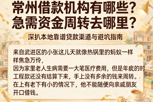 常州借款机构有哪些？急需资金周转去哪里？深扒本地靠谱贷款渠道与避坑指南