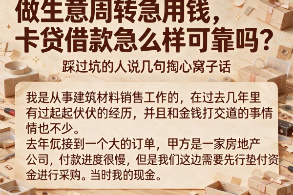 做生意周转急用钱，卡贷借款怎么样可靠吗？踩过坑的人说几句掏心窝子话