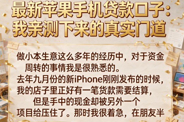 最新苹果手机贷款口子:我亲测下来的真实门道