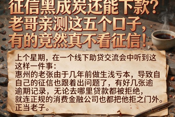 征信黑成炭还能下款？老哥亲测这五个口子，有的竟然真不看征信！