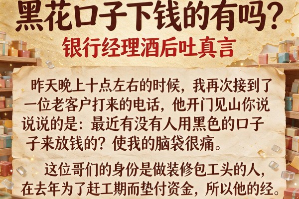 黑花口子下钱的有吗？银行经理酒后吐真言