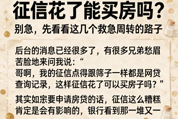 征信花了能买房吗?别急,先看看这几个救急周转的路子