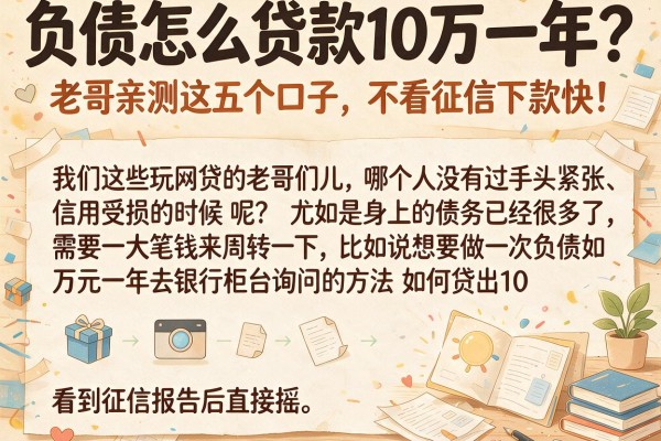 负债怎么贷款10万一年？老哥亲测这五个口子，不看征信下款快！