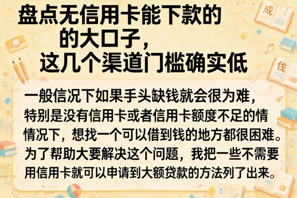 盘点无信用卡能下款的大口子，这几个渠道门槛确实低