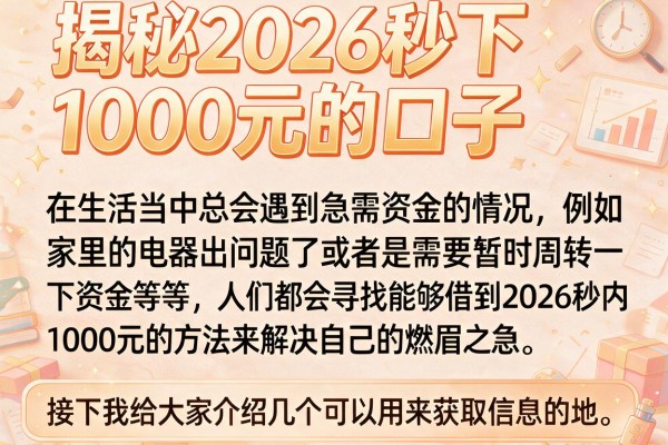 揭秘2026秒下1000元的口子，这几个渠道下款比较稳