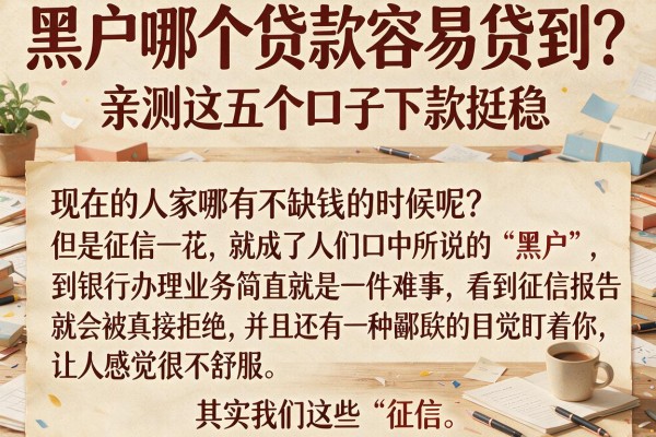 黑户哪个贷款容易贷到？亲测这五个口子下款挺稳