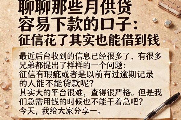 聊聊那些月供贷容易下款的口子，征信花了其实也能借到钱